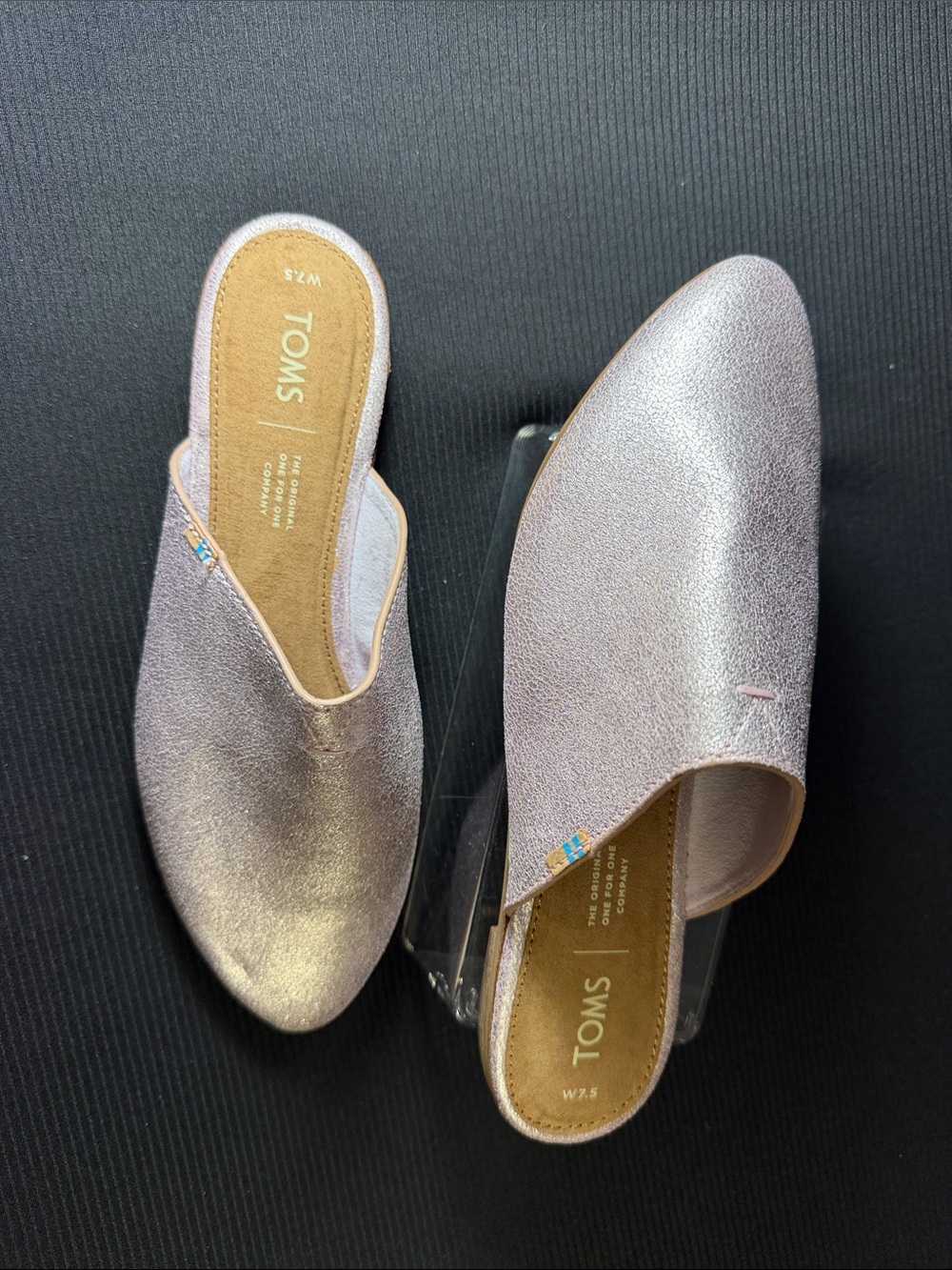 Toms Metallic Light Pink Slip-On Mules